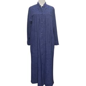 NWT - Miss Elaine at Home Royal Blue Snap Up Robe